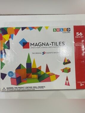 MAGNA-TILES Solid Colors 56-Piece Magnetic Building Set - Bright Multicolor